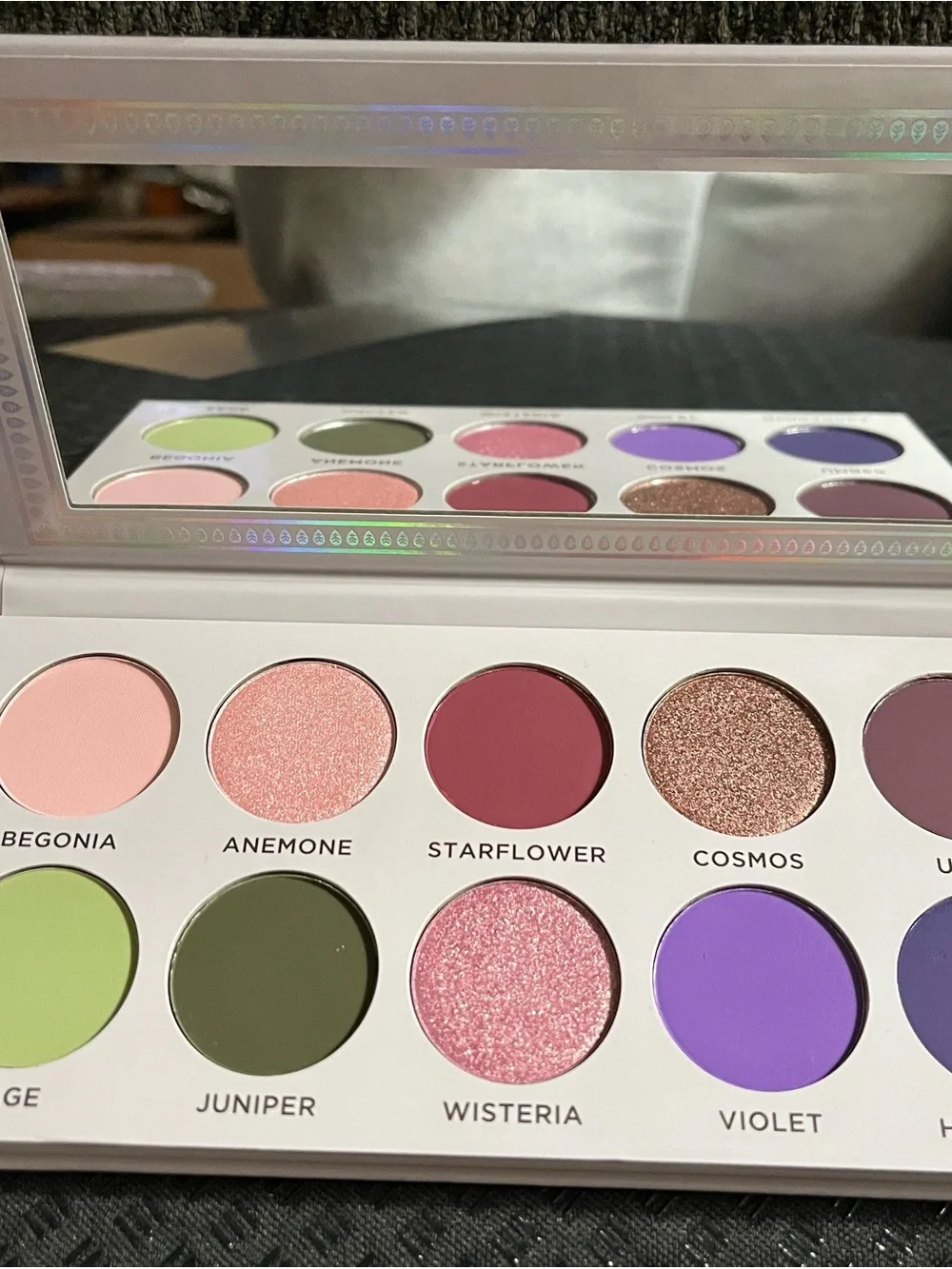 Ace Beaute Violet Sage Eyeshadow Palette — Purple and Green Floral Design